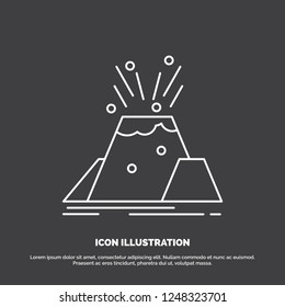 disaster, eruption, volcano, alert, safety Icon. Line vector symbol for UI and UX, website or mobile application