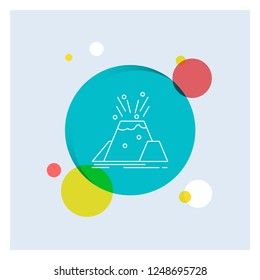disaster, eruption, volcano, alert, safety White Line Icon colorful Circle Background