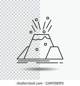 disaster, eruption, volcano, alert, safety Line Icon on Transparent Background. Black Icon Vector Illustration