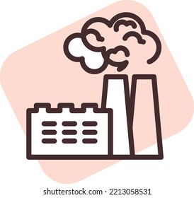 Disaster factory air pollution, illustration, vector on white background.