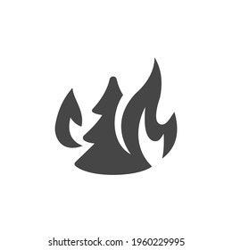 Disaster Fire Icon Black and White Vector Graphic
