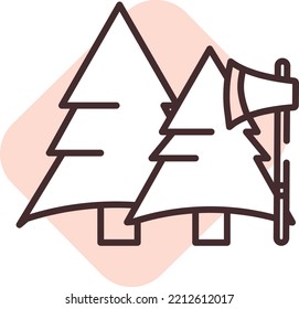 Disaster forest tree cutting, illustration, vector on white background.