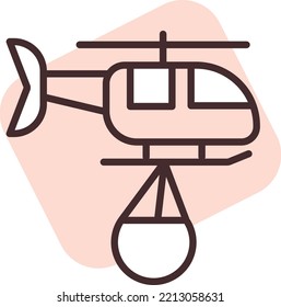Disaster helicopter water, illustration, vector on white background.