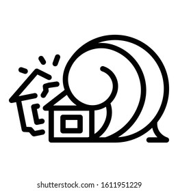 Disaster house tsunami icon. Outline disaster house tsunami vector icon for web design isolated on white background