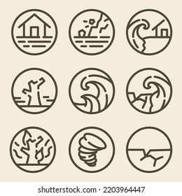 Icono de desastre con estilo de esquema