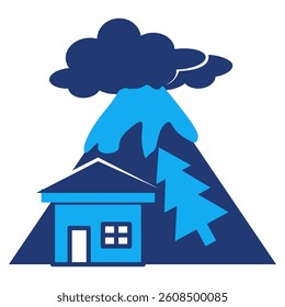 Disaster icon represented by erupting volcano Dualtone style.