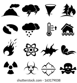 Disaster icon set in black