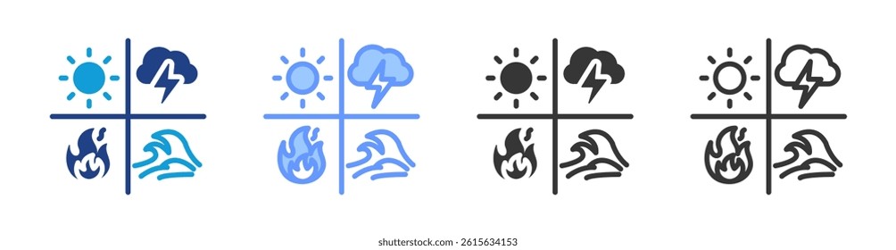 Disaster icon set multiple style collection