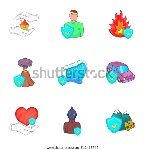 Disaster icons set. Cartoon illustration of 9\
disaster vector icons for\
web