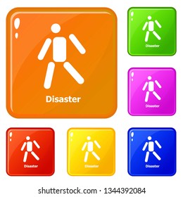 Disaster icons set collection vector 6 color isolated on white background