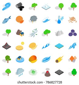 Disaster icons set. Isometric style of 36 disaster vector icons for web isolated on white background