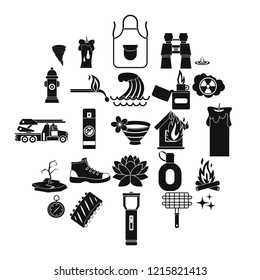 Disaster icons set. Simple set of 25 disaster vector icons for web isolated on white background