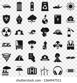 Disaster icons set. Simple style of 36 disaster vector icons for web for any design
