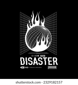 disaster illustration typography t shirt design
