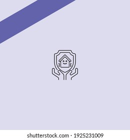 icono de seguro de desastres en púrpura de fondo