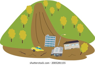 Disaster landslide housing natural disaster illustration
