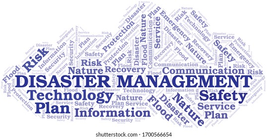 Disaster Management typography vector word cloud.