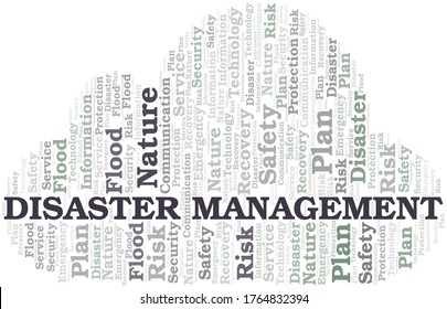 Disaster Management Typography Vector Word Cloud.