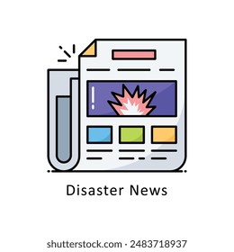 Vector de Noticias de desastres   Esquema relleno Ilustración de diseño. Símbolo sobre fondo blanco EPS 10 Archivo