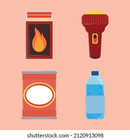 disaster prevention equipment icon set