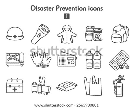 Disaster prevention goods icon collection