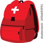 Disaster prevention illustration.  Backpacks are meant to contain food and disaster prevention goods for use at evacuation centers.