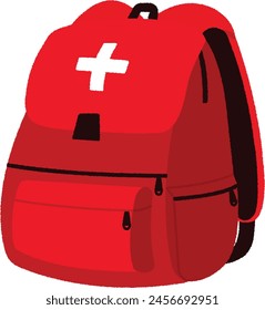 Disaster prevention illustration.  Backpacks are meant to contain food and disaster prevention goods for use at evacuation centers.