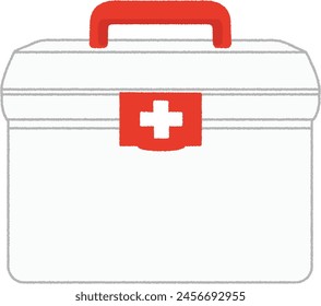 Disaster prevention illustration. A first aid kit containing the minimum necessary items for first aid