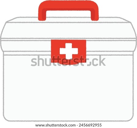 Disaster prevention illustration. A first aid kit containing the minimum necessary items for first aid