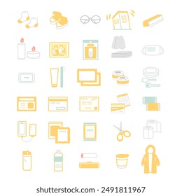 Disaster prevention supplies Disaster prevention goods Item icon set