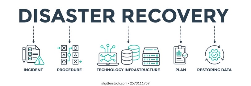 Disaster recovery banner web icon vector illustration