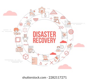 disaster recovery concept with icon set template banner and circle round shape