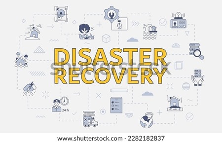 disaster recovery concept with icon set with big word or text on center