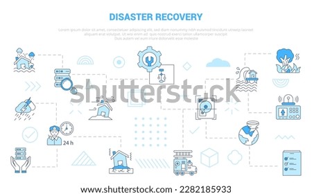 disaster recovery concept with icon set template banner with modern blue color style