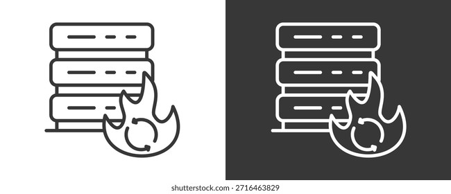 Colección De Vector Del Icono De La Recuperación Del Desastre Aislada En Blanco Y Negro
