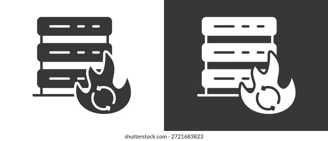 Colección De Vector Del Icono De La Recuperación Del Desastre Aislada En Blanco Y Negro