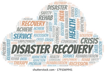 Disaster Recovery vector word cloud, made with text only.