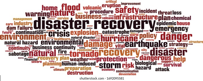 Disaster recovery word cloud concept. Collage made of words about disaster recovery. Vector illustration
