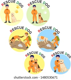 Disaster relief crew and disaster rescue dog