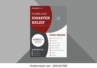 disaster relief flyer design template. charity relief poster leaflet template. charity flyer design template. a4 template, brochure design, cover, flyer, poster, print-ready
