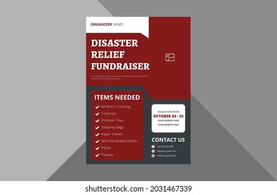 disaster relief flyer design template. charity relief poster leaflet template. charity flyer design template. a4 template, brochure design, cover, flyer, poster, print-ready
