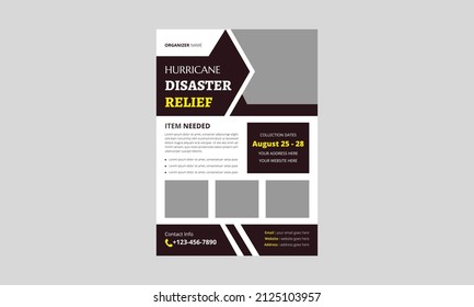 Disaster Relief flyer design template. Hurricane Relief flyer design. charity relief poster leaflet template. a4 template, brochure design, cover, flyer, poster, print ready