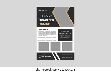 Disaster Relief flyer design template. Hurricane Relief flyer design. charity relief poster leaflet template. a4 template, brochure design, cover, flyer, poster, print ready