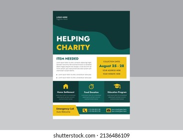 Disaster Relief flyer design template. Hurricane Disaster Relief flyer. Charity relief poster leaflet design. Cover, flyer design.