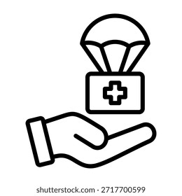 Ilustración vectorial de diseño de línea de icono de alivio de desastres