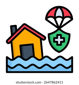 Disaster Relief Icon Lineal Color Vector Illustration