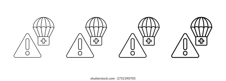 Disaster Relief Icons Vector Set In Different Stroke Line Style