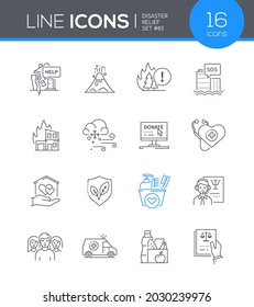 Disaster Relief - modern line design style icon set