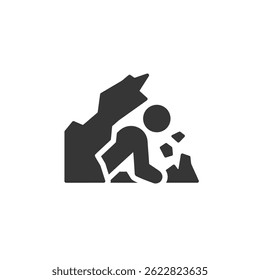 Disaster Response Glyph Icon Individual Pinned By Rubble Representing Search And Rescue Situation Vector