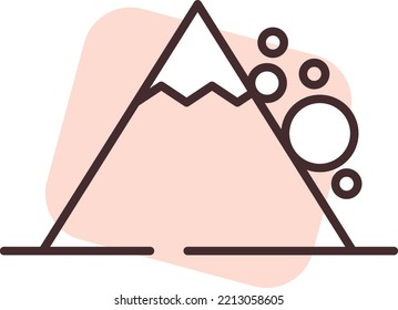 Disaster rock fall, illustration, vector on white background.